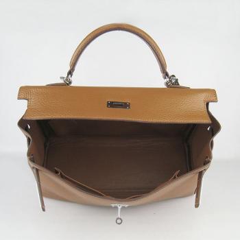 Hermes Kelly 6308 2way Cow Leather Coffee Handbag