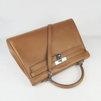 Hermes Kelly 6308 2way Cow Leather Coffee Handbag