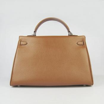 Hermes Kelly 6308 2way Cow Leather Coffee Handbag