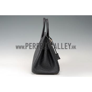 Hermes Birkin 35 Black Ostrich Leather 607482 Replica