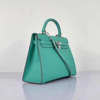 Hermes Original leather 6108 Ladies Cow Leather Green Handbag