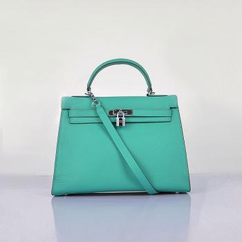 Hermes Original leather 6108 Ladies Cow Leather Green Handbag