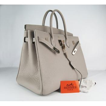 Hermes Birkin 6099 Handbag Cow Leather Grey