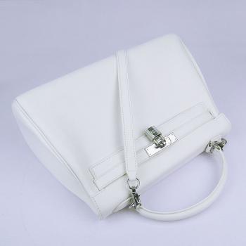 Hermes Original leather 6108 Ladies 2way White Handbag