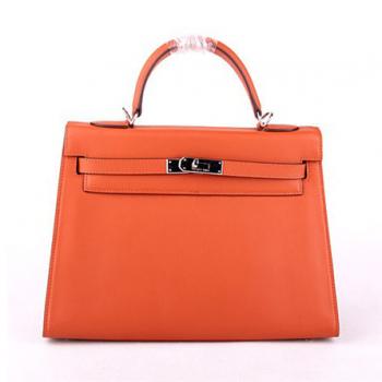 Hermes Original leather HK32 Ladies Handbag Orange