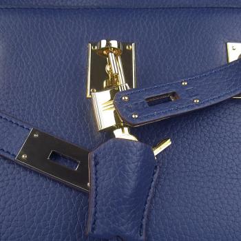 Hermes Jypsiere H6508 Cross Body Bag Cow Leather Blue