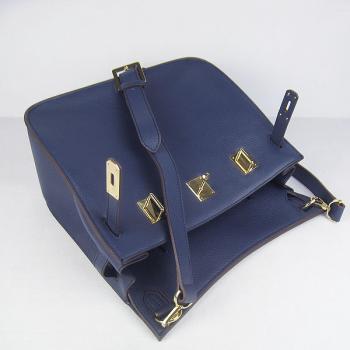 Hermes Jypsiere H6508 Cross Body Bag Cow Leather Blue