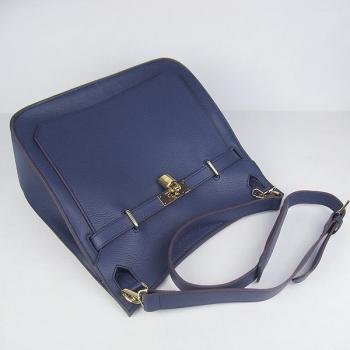 Hermes Jypsiere H6508 Cross Body Bag Cow Leather Blue