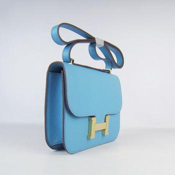 Replica Cheap Hermes Constance H107 Cow Leather Blue Bag