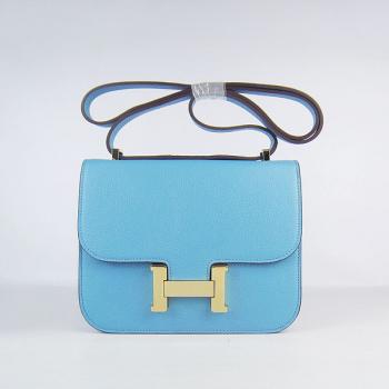 Replica Cheap Hermes Constance H107 Cow Leather Blue Bag