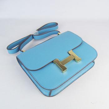 Replica Cheap Hermes Constance H107 Cow Leather Blue Bag