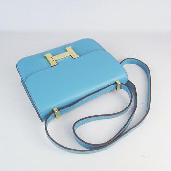 Replica Cheap Hermes Constance H107 Cow Leather Blue Bag