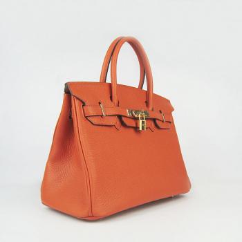 Cheap Hermes Birkin 6088 Handbag Cow Leather Orange