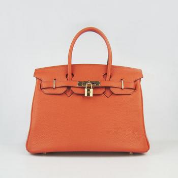 Cheap Hermes Birkin 6088 Handbag Cow Leather Orange