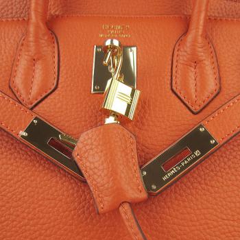 Cheap Hermes Birkin 6088 Handbag Cow Leather Orange