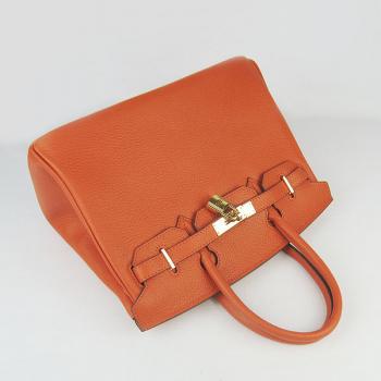 Cheap Hermes Birkin 6088 Handbag Cow Leather Orange