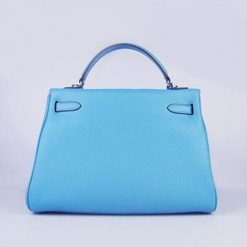 Cheap Hermes Kelly 6108 2way Cow Leather Blue