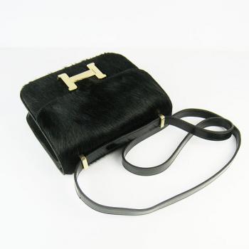 Hermes Constance H107 Cross Body Bag Leather Black Replica