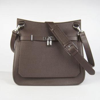 Hermes Jypsiere H6508 Cross Body Bag Cow Leather Coffee