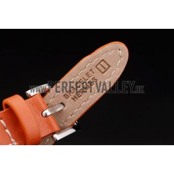 Hermes  MOP Dial Orange Elongated Leather Strap