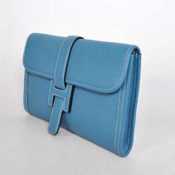 Hermes Clutches 1053 Evening Bag Cow Leather Blue