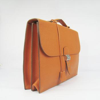 Hermes Briefcases 2813 Briefcase Cow Leather Orange Handbag