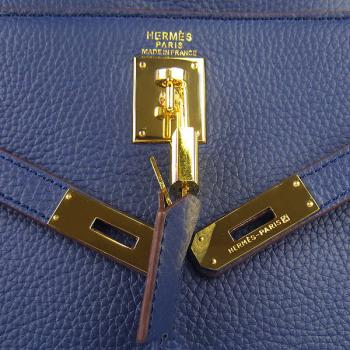 Hermes Kelly 6308 Ladies Cow Leather Blue Handbag