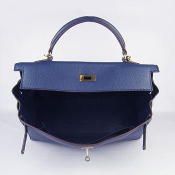 Hermes Kelly 6308 Ladies Cow Leather Blue Handbag