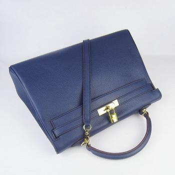 Hermes Kelly 6308 Ladies Cow Leather Blue Handbag