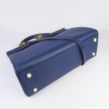 Hermes Kelly 6308 Ladies Cow Leather Blue Handbag