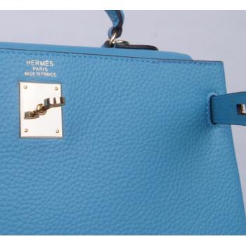 Cheap Cheap Hermes Kelly H1043 Cow Leather Blue Bag