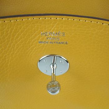 Hermes Lindy 6208 Cross Body Bag Lambskin Yellow