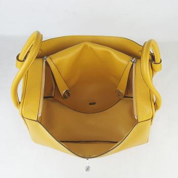 Hermes Lindy 6208 Cross Body Bag Lambskin Yellow