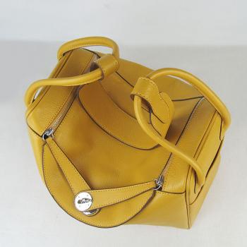 Hermes Lindy 6208 Cross Body Bag Lambskin Yellow