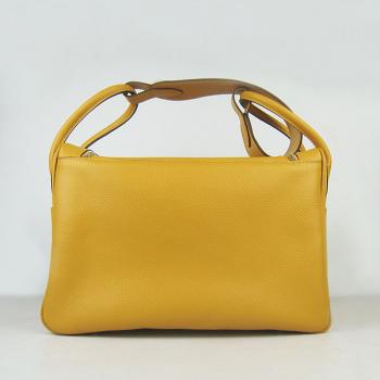 Hermes Lindy 6208 Cross Body Bag Lambskin Yellow