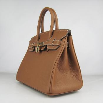 Hermes Birkin 6088 Handbag Cow Leather Coffee Replica