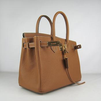 Hermes Birkin 6088 Handbag Cow Leather Coffee Replica