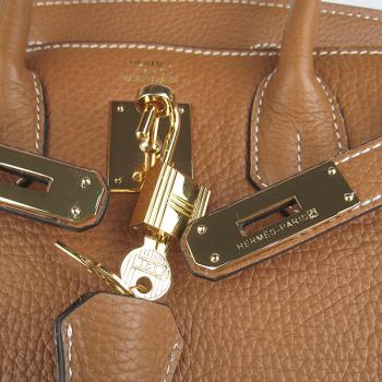 Hermes Birkin 6088 Handbag Cow Leather Coffee Replica