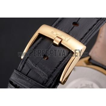 Hermes Dressage Blue Dial Gold Case Black Leather Strap