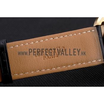 Hermes Dressage Blue Dial Gold Case Black Leather Strap