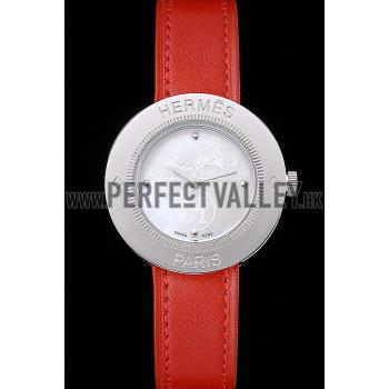 Hermes  MOP Dial Red Leather Strap