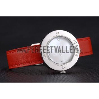 Hermes  MOP Dial Red Leather Strap