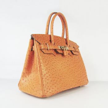 Hermes Birkin 6088 Handbag Ostrich Skin Orange