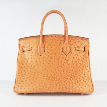 Hermes Birkin 6088 Handbag Ostrich Skin Orange