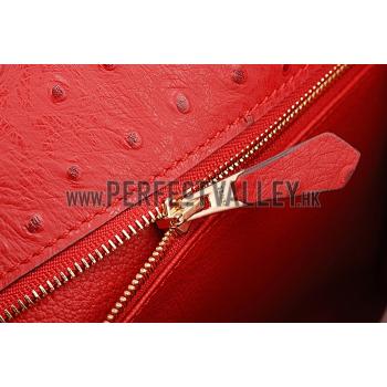 Hermes Kelly 32 Red Ostrich Leather 607481