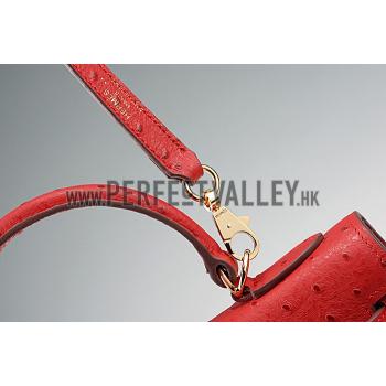 Hermes Kelly 32 Red Ostrich Leather 607481