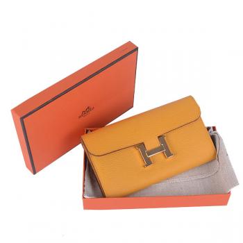 Hermes Wallet H6023 Wallet Cow Leather Yellow