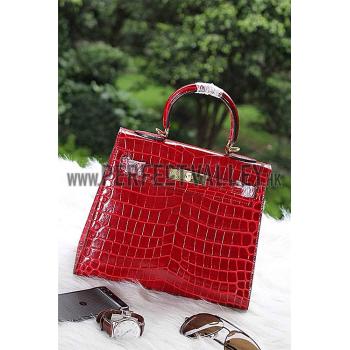 Cheap Hermes Kelly 28 Crocodile Leather Red 608151