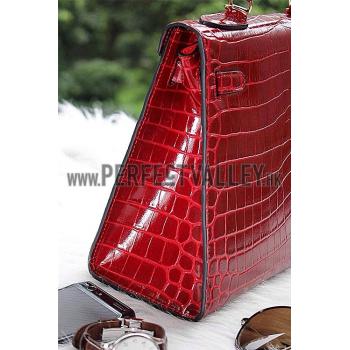 Cheap Hermes Kelly 28 Crocodile Leather Red 608151