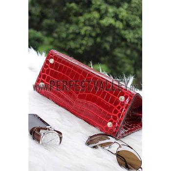 Cheap Hermes Kelly 28 Crocodile Leather Red 608151